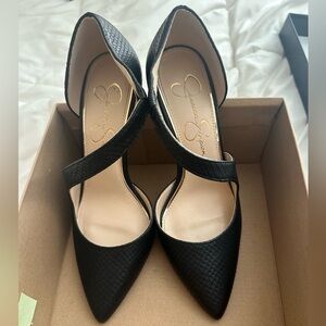 Jessica Simpson Black Textured Pointed Toe Slingback Pumps